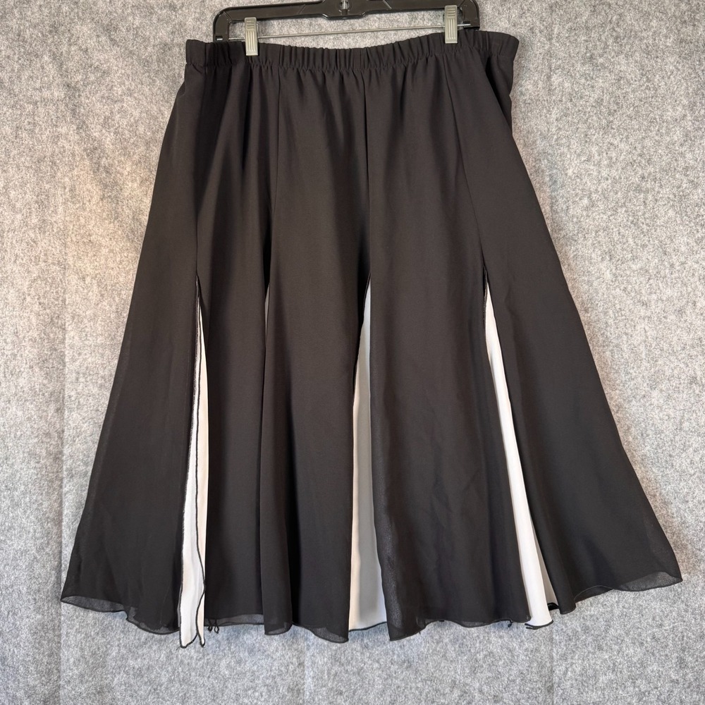Vtg Black White Circle Skirt‎ Chiffon Petticoat Size 20 Flare Panel Pleated USA